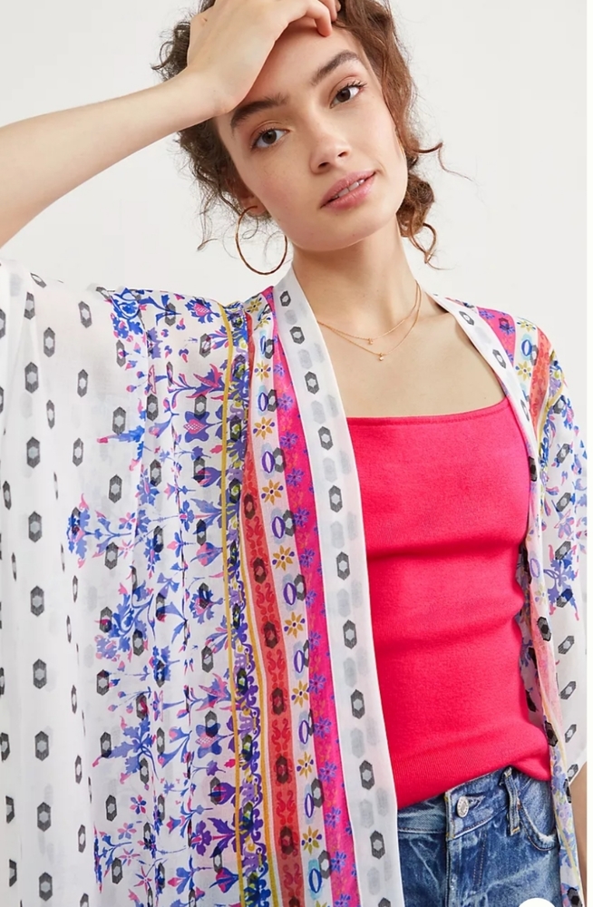 Anthropologie Dotted Floral Kimono